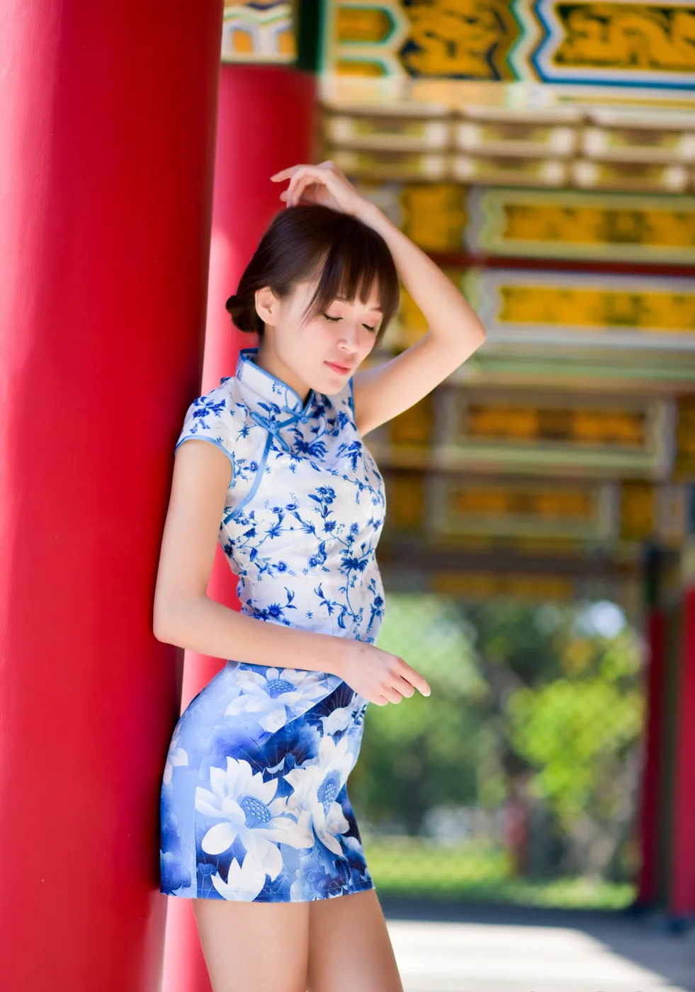 [Mzsock] NO.189 Miao Wanyu floral short cheongsam with high heels and beautiful legs street photography#[68P]-54