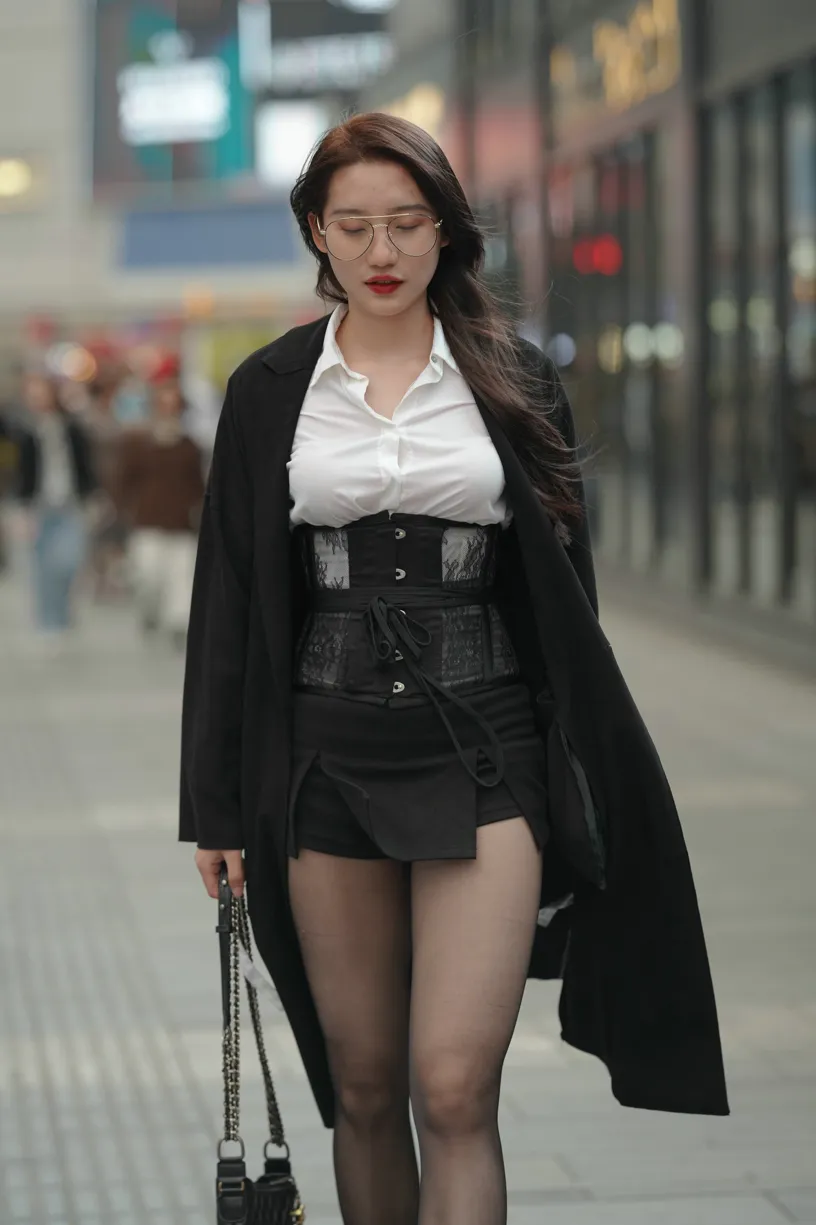 [Mzsock] NO.160 Long legs in black stockings street photography#[105P]-47