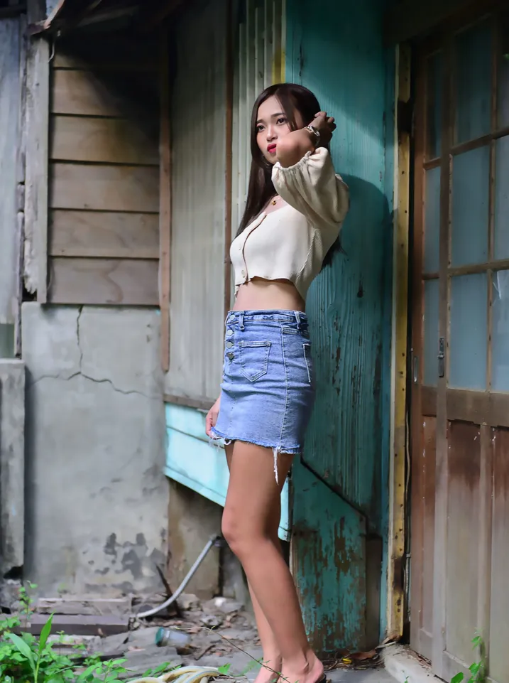 [Mzsock] NO.203 Xu Xiaozhen denim short skirt, high heels and beautiful legs street photography#[73P]-4